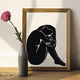 Mockup affiche minimaliste style nu bleu de Matisse