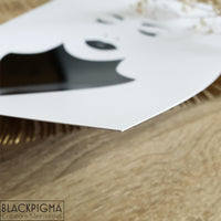 Papier blanc mat illustration Analia, décoration interieure minimaliste sensuelle en noir et blanc