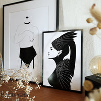 Duo d'affiches Blackpigma, dessins de femmes érotique en noir et blanc, idée de décoration.