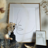 Affiche line art minimaliste d'un portrait abstrait de femme, dessin de Lara.
