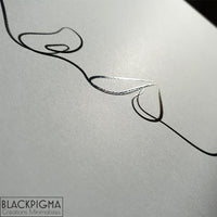 Détails de l'illustration Charlie, la ligne forme sa bouche et son nez. Illustration en noir et blanc Blackpigma.