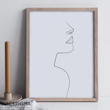 Mockup de l'affiche minimaliste line art Kate, illustration d'un visage de femme.