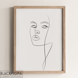 mockup affiche minimaliste june, illustration line art d'un visage de femme.