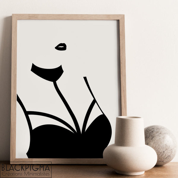 Mockup de présentation de l'affiche Jade, le dessin d'une femme sexy en lingerie BDSM.