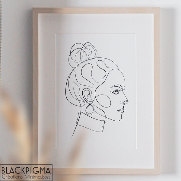 Mockup de l'affine line art Ylva, illustration d'un portrait de femme de profil.