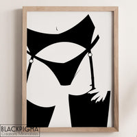 Mockup affiche minimaliste noir et blanc d'une femme en lingerie sexy