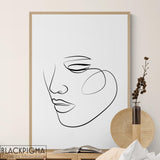 Mockup affiche en noir et blanc représentant le portrait d'une femme en line art, Tifaine.